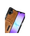 Samsung Galaxy A07 4g Sara Kartvizitli Deri Kılıf - Taba