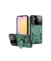 Samsung Galaxy A14 4g Kılıf Joy Lens Standlı Kapak - Koyu Yeşil
