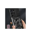 Samsung Galaxy S23 Ultra Kılıf Pars Lens Yüzüklü Silikon - Siyah