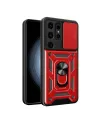 Samsung Galaxy S24 Ultra Kılıf Pars Lens Yüzüklü Silikon - Kırmızı