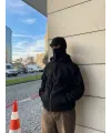 Samuray Ninja Çift Kapşonlu ZIP Fermuarlı Kanguru Çepli Tam Fermuarlı Hoodie Swetshirt - Siyah