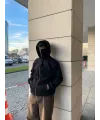 Samuray Ninja Çift Kapşonlu ZIP Fermuarlı Kanguru Çepli Tam Fermuarlı Hoodie Swetshirt - Siyah