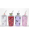 Sanrio Hello Kitty Ve Kuromi Figürlü Isı Muhafazalı Metal Pipetli Çelik Kupa