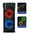 Şarjlı Buharlı Serinletici Fan Rgb Işıklı Çift Pervaneli Masa Fanı