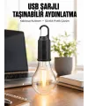 Şarjlı Dekoratif Kamp Lambası Askılı Ampul Led Işık Type-c Girişli