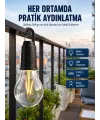 Şarjlı Dekoratif Kamp Lambası Askılı Ampul Led Işık Type-c Girişli