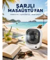 Şarjlı Masaüstü Fan 3 Kademeli Hız Ayarlı Güçlü Hava Akışı