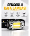 Sensör Kontrollü Şarjlı Beyaz Led Kafa Lambası Ve El Feneri
