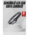 Sensörlü Şarjlı Type-c Şarj Işıklı Kafa Lambası Kamp Lambası