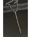 Şerit Taşlı Çelik Y Kolye 4 mm