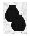 Sevgili Çift Kombini Örümcek Baskılı Kapüşonlu Sweatshirt Hoodie - Siyah