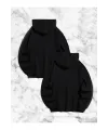 Sevgili Çift Kombini Örümcek Baskılı Kapüşonlu Sweatshirt Hoodie - Siyah