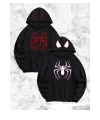 Sevgili Çift Kombini Örümcek Baskılı Kapüşonlu Sweatshirt Hoodie - Siyah