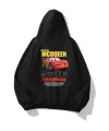 Sevgililer Günü Araba Baskılı Oversize Kapüşonlu Sweatshirt Hoodie - Siyah
