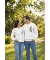 Sevgililer Günü Baskılı Oversize Bisiklet Yaka Sweatshirt - Beyaz
