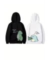 Sevgililer Günü Baskılı Oversize Kapüşonlu Sweatshirt Hoodie - Beyaz