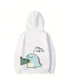 Sevgililer Günü Baskılı Oversize Kapüşonlu Sweatshirt Hoodie - Beyaz