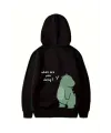 Sevgililer Günü Baskılı Oversize Kapüşonlu Sweatshirt Hoodie - Siyah