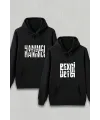 Sevgililer Günü Beyci Hediye Baskılı Oversize Kapüşonlu Sweatshirt - Siyah