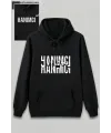 Sevgililer Günü Hanımcı Hediye Baskılı Oversize Kapüşonlu Sweatshirt - Siya