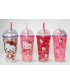 Sevimli Hello Kitty Işıklı Pipetli Boncuklu Suluk & Bardak 400 Ml IEG3145