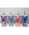 Sevimli Mickey Mouse Pipetli Işıklı Boncuklu Suluk Bardak 400 ml