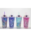 Sevimli Stitch Işıklı Pipetli Pullu Suluk Bardak 400 ml