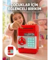 Şifreli Kırmızı Atm Tasarımlı Çelik Kasa Görünümlü Kumbara