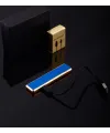 Şık Görünümlü Usb Şarjlı Rezistanslı İnce Slim Metal Çakmak (mavi)