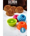 Silikon Göbekli Muffin Cupcake Kalıbı - Sürekli Kullanım Muffin Kek Kalıbı 6 Adet