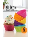 Silikon Muffin Kalıbı - Sürekli Kullanım Muffin Kek Kalıbı 6 Adet