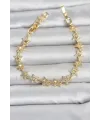 Sıralı Yıldız Model Zirkon Taşlı Gold Renk Pirinç Kadın Bileklik