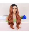 Siyah / Açık Bakır Ombreli Dalgalı Uzun Boy Tül Peruk