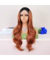 Siyah / Açık Bakır Ombreli Dalgalı Uzun Boy Tül Peruk