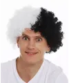 Siyah Beyaz Kıvırcık Afro Bonus Peruk Taraftar Bonus Saç