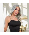Siyah Beyaz Platin Ombre ve Röfleli Tül Peruk