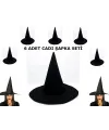 Siyah Cadı Şapkası Keçe Yetişkin Boy 6 Adet