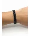 Siyah Çelik  Erkek Çelik Bileklik Boy 21.5 Cm / En 1.0 Cm  - Ebl0066