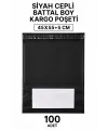 Siyah Cepli Battal Boy Kargo Poşeti 45x55+5 Cm 100 Adet