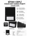 Siyah Cepli Küçük Boy Kargo Poşeti 24x30+5 Cm 100 Adet
