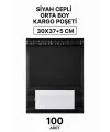 Siyah Cepli Orta Boy Kargo Poşeti 30x37+5 Cm 100 Adet