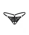 Siyah Dantelli Özel Bölgesi Açık G-String IEG1167