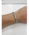 Siyah Deri / Çelik  Erkek Deri Bileklik 20 Cm  - Ebl0034