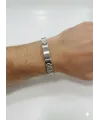 Siyah Deri / Çelik  Erkek Deri Bileklik 20 Cm  - Ebl0036