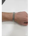 Siyah Deri  / Çelik  Erkek Deri Bileklik 20 Cm  - Ebl0040
