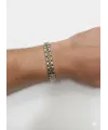 Siyah Deri / Çelik  Erkek Deri Bileklik 20 Cm  - Ebl0059