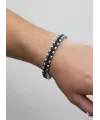 Siyah Deri / Çelik  Erkek Deri Bileklik 20 Cm  - Ebl0083