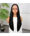 Siyah Fiber Sentetik Düz Tül Peruk