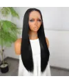 Siyah Fiber Sentetik Düz Tül Peruk