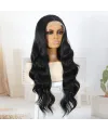Siyah Fiber Sentetik Su Dalgalı Tül Peruk
